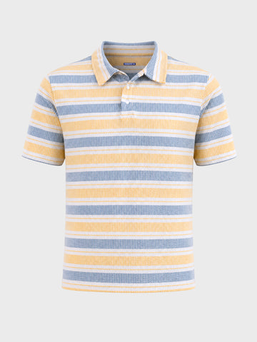 Men's Yellow Slim Fit Striped Casual T-Shirt