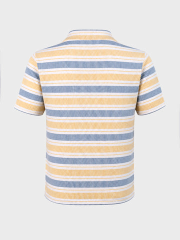 Men's Yellow Slim Fit Striped Casual T-Shirt