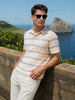 Men's Yellow Slim Fit Striped Casual T-Shirt