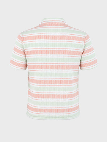 Men's Pink Slim Fit Striped Casual T-Shirt