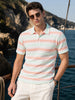 Men's Pink Slim Fit Striped Casual T-Shirt