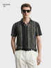 Men's Black Relaxed Fit Striped Casual T-Shirt