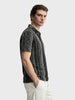Men's Black Relaxed Fit Striped Casual T-Shirt