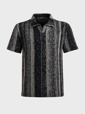 Men's Black Relaxed Fit Striped Casual T-Shirt