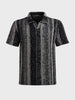 Men's Black Relaxed Fit Striped Casual T-Shirt