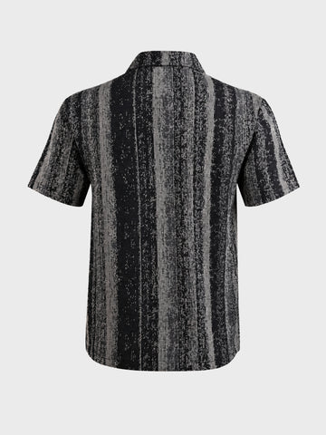 Men's Black Relaxed Fit Striped Casual T-Shirt