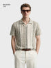 Men's Green Relaxed Fit Striped Casual T-Shirt