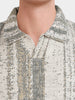 Men's Green Relaxed Fit Striped Casual T-Shirt