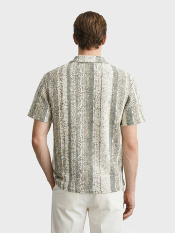 Men's Green Relaxed Fit Striped Casual T-Shirt