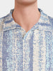 Men's Blue Relaxed Fit Striped Casual T-Shirt