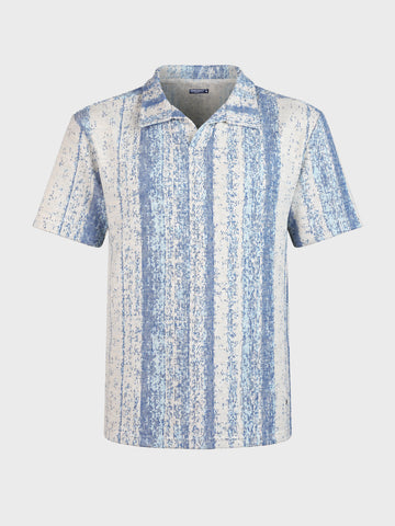 Men's Blue Relaxed Fit Striped Casual T-Shirt