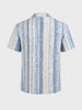 Men's Blue Relaxed Fit Striped Casual T-Shirt