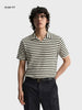 Men's Black Slim Fit Striped Casual T-Shirt