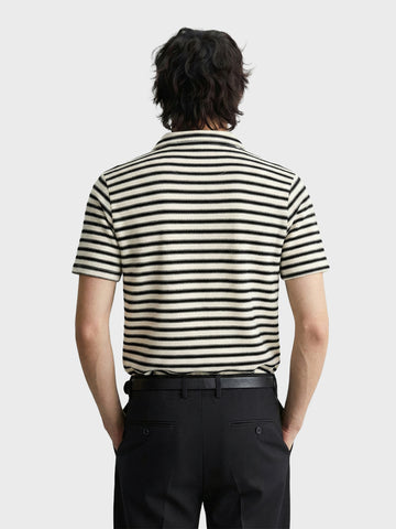 Men's Black Slim Fit Striped Casual T-Shirt