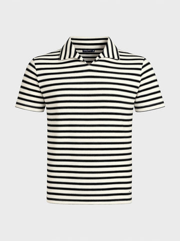 Men's Black Slim Fit Striped Casual T-Shirt