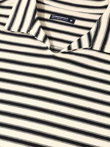 Men's Black Slim Fit Striped Casual T-Shirt