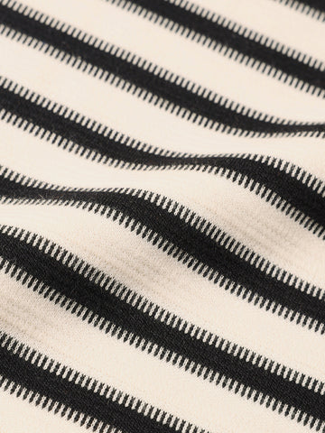 Men's Black Slim Fit Striped Casual T-Shirt