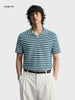 Men's Blue Slim Fit Striped Casual T-Shirt