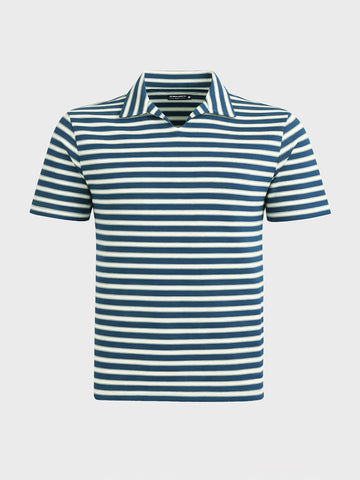 Men's Blue Slim Fit Striped Casual T-Shirt
