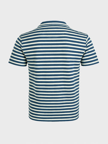 Men's Blue Slim Fit Striped Casual T-Shirt