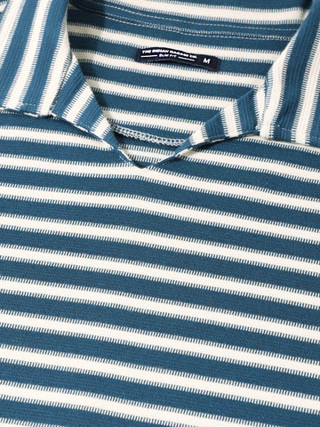 Men's Blue Slim Fit Striped Casual T-Shirt