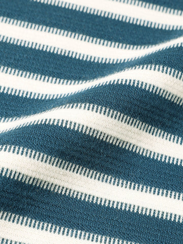 Men's Blue Slim Fit Striped Casual T-Shirt