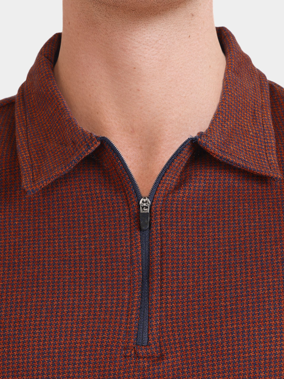 Men's Rust Slim Fit Printed Casual T-Shirt