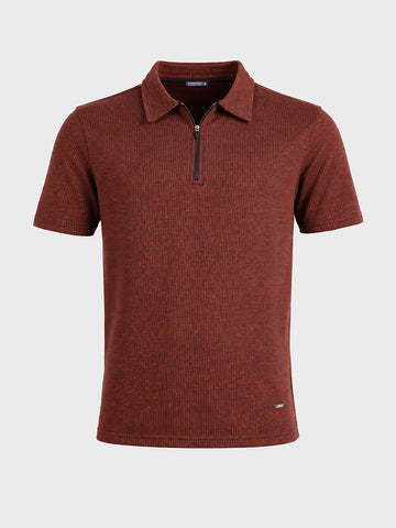Men's Rust Slim Fit Printed Casual T-Shirt