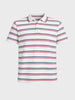 Men's White Regular Fit Striped Casual Flat Knit Polo T-Shirt