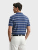 Men's Navy Blue Regular Fit Striped Casual Flat Knit Polo T-Shirt