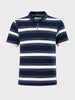 Men's Navy Blue Regular Fit Striped Casual Polo T-Shirt