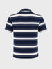 Men's Navy Blue Regular Fit Striped Casual Polo T-Shirt