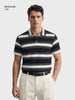 Men's Black Regular Fit Striped Casual T-Shirt
