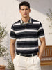 Men's Black Regular Fit Striped Casual T-Shirt