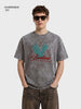 Men's Grey Oversized Fit Graphic Printed Casual T-Shirt