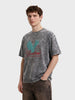 Men's Grey Oversized Fit Graphic Printed Casual T-Shirt