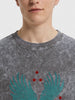 Men's Grey Oversized Fit Graphic Printed Casual T-Shirt