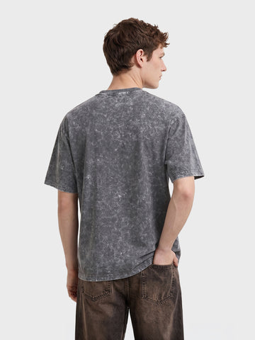Men's Grey Oversized Fit Graphic Printed Casual T-Shirt