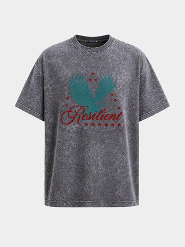 Men's Grey Oversized Fit Graphic Printed Casual T-Shirt