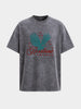 Men's Grey Oversized Fit Graphic Printed Casual T-Shirt