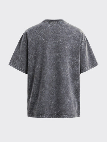 Men's Grey Oversized Fit Graphic Printed Casual T-Shirt