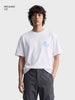Men's White Relaxed Fit Printed Casual T-Shirt
