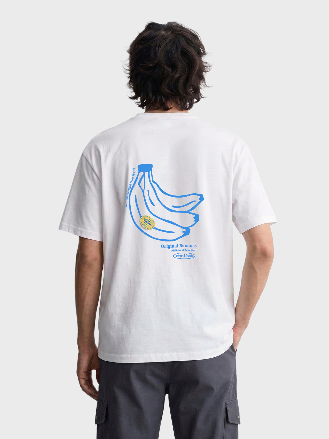 Men's White Relaxed Fit Printed Casual T-Shirt