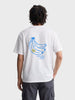 Men's White Relaxed Fit Printed Casual T-Shirt