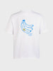 Men's White Relaxed Fit Printed Casual T-Shirt