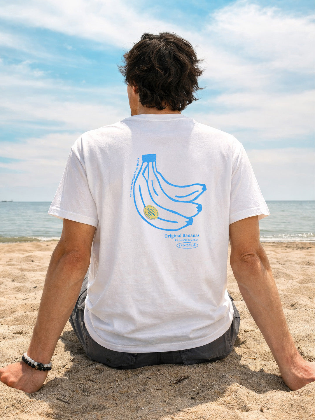 Men's White Relaxed Fit Printed Casual T-Shirt