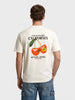 Men's Cream Relaxed Fit Graphic Printed Casual T-Shirt