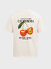 Men's Cream Relaxed Fit Graphic Printed Casual T-Shirt