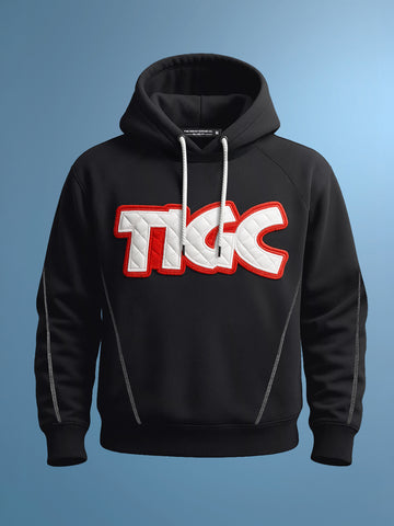 Men's Black Relaxed Fit Embroided Casual Sweatshirt