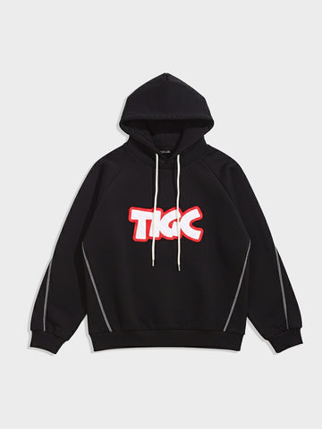 Men's Black Relaxed Fit Embroided Casual Sweatshirt